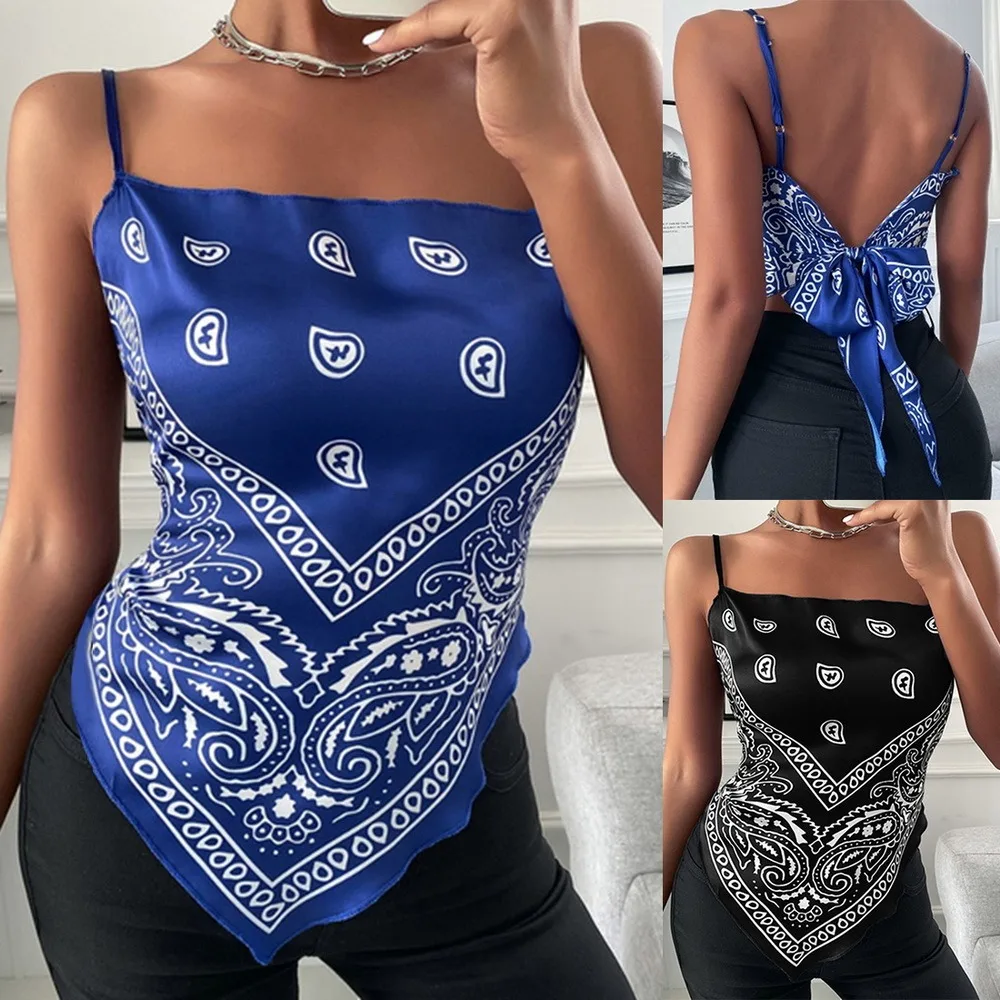 Women's Sexy Vest Shirt Summer Tank Tops Bowknot Backless Blouse Paisley Print Satin Top Casual Sleeveles Large Size 2021
Women's Sexy Vest Shirt Summer Tank Tops Bowknot Backless Blouse Paisley Print Satin Top Casual Sleeveles Large Size 2021