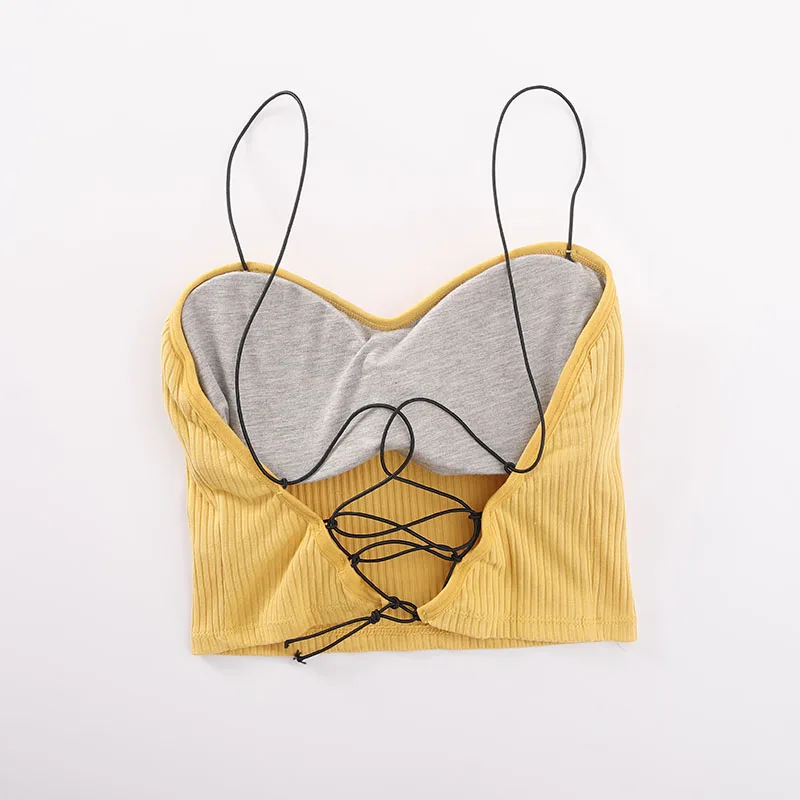 Women Summer Camis Tanks Tops Sexy Cotton Cross Straps Sleeveless Bra Vest Wrapped Chest