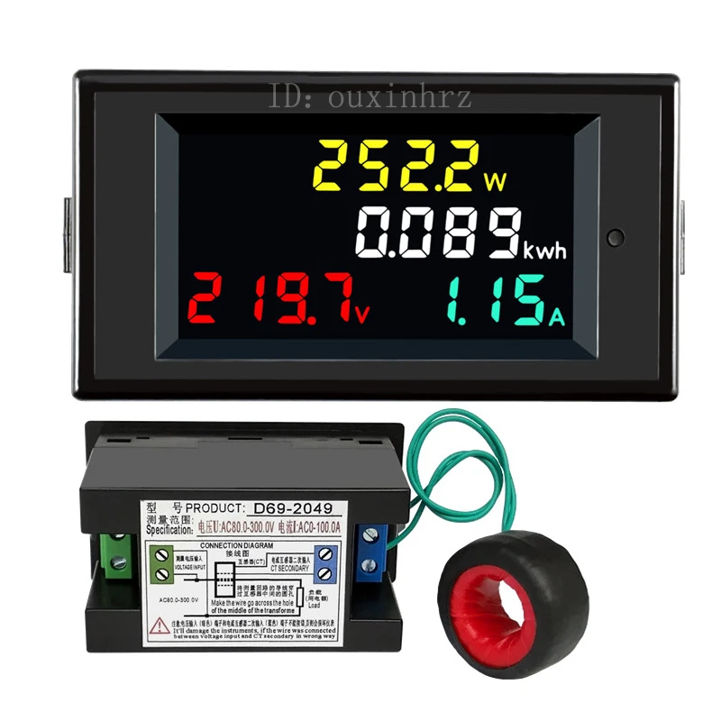 AC LCD Digital Panel Wattmeter Energy Power Meter Voltage Voltmeter Current Ammeter Frequency Indicator
AC LCD Digital Panel Wattmeter Energy Power Meter Voltage Voltmeter Current Ammeter Frequency Indicator