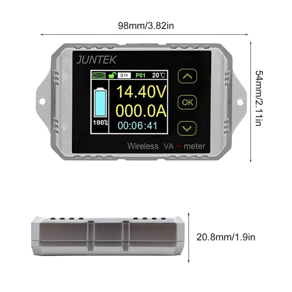 VAT1030 100V 30A Wireless voltage and current meter Car battery monitoring 12V 24V 48V battery Coulomb counter VA meter 
VAT1030 100V 30A Wireless voltage and current meter Car battery monitoring 12V 24V 48V battery Coulomb counter VA meter