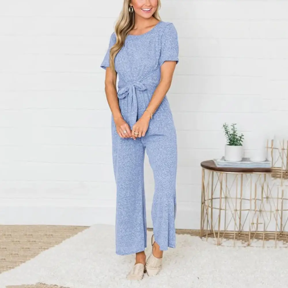Women's summer casual solid color slim short-sleeved trousers lace one-piece home jumpsuit
Women's summer casual solid color slim short-sleeved trousers lace one-piece home jumpsuit