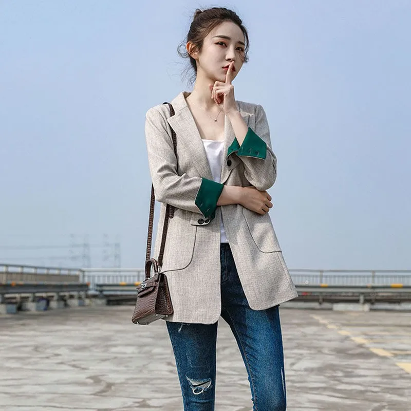 Casual Coat Womens Slim Blazer Autumn Stylish Single Button Office Lady Korean Style Outerwear Women Clothes 2021
Casual Coat Womens Slim Blazer Autumn Stylish Single Button Office Lady Korean Style Outerwear Women Clothes 2021