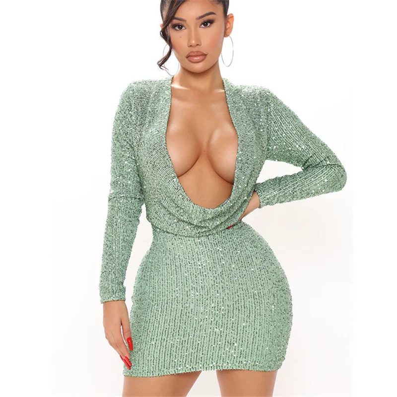 2021 New fashion summer dress sexy begei black green vestido deep V-neck long sleeve evening club praty dresses
2021 New fashion summer dress sexy begei black green vestido deep V-neck long sleeve evening club praty dresses