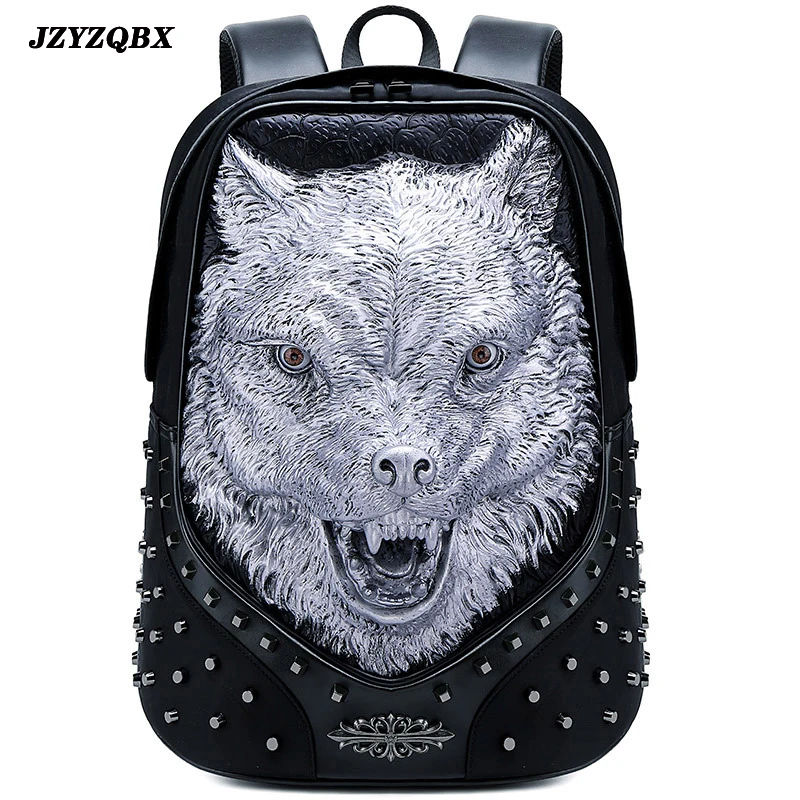 3D Stereoscopic Silicone Wolf Head Backpack Men's Personality Rivets mochila Black Waterproof PU Leather Travel mochilas
3D Stereoscopic Silicone Wolf Head Backpack Men's Personality Rivets mochila Black Waterproof PU Leather Travel mochilas