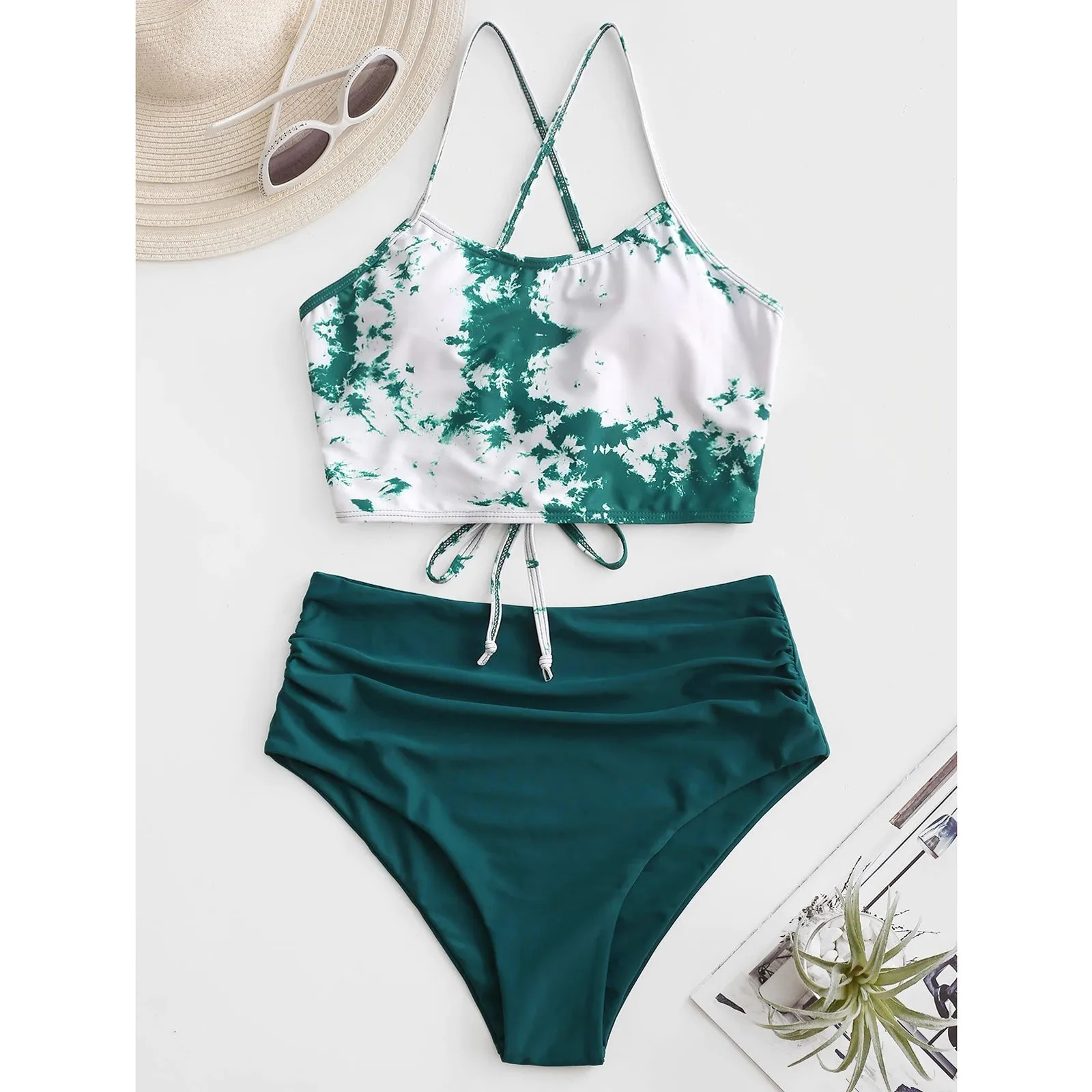 Women Tie-dye Flowers Bandage Bikini Set Two Piece Swimwear Push-Up Swimsuit Woman Sling swim Tops+high waist swimming trunks
Women Tie-dye Flowers Bandage Bikini Set Two Piece Swimwear Push-Up Swimsuit Woman Sling swim Tops+high waist swimming trunks