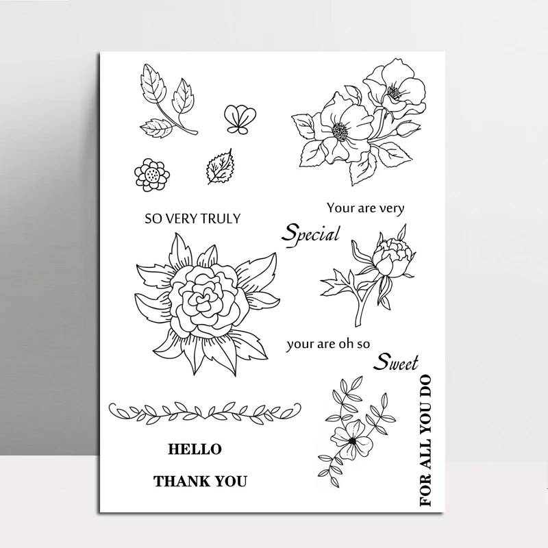 

ZhuoAng Leaves And Flowers Clear Stamp for Scrapbooking Rubber Stamp Seal Paper Craft Clear Stamps Card Making
