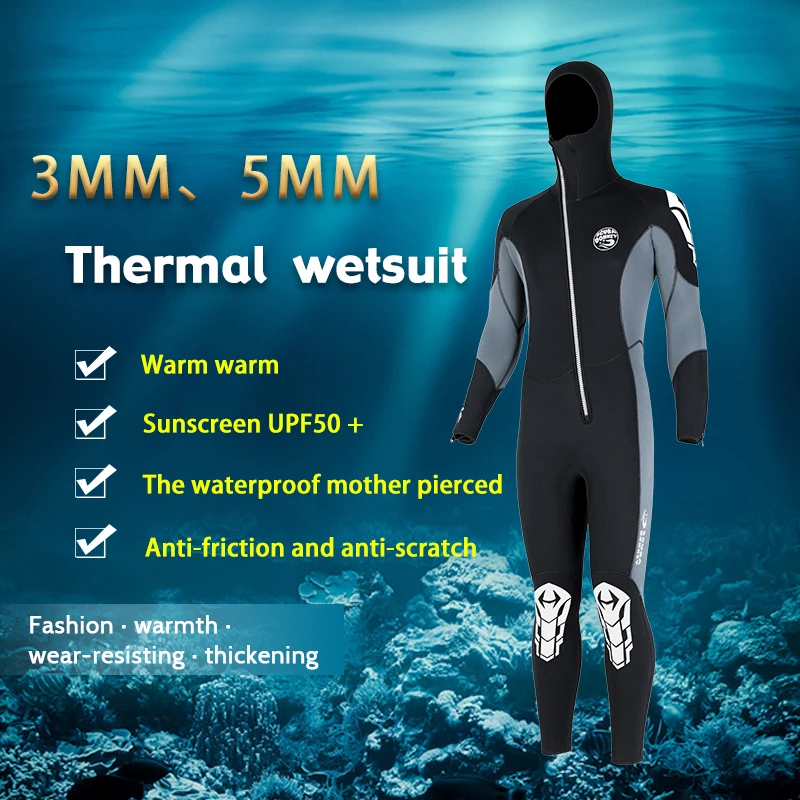 

SCUBA DONKEY 3mm Neoprene Black Men's Fullsuit Jumpsuit Wetsuit Snorkeling, Scuba Diving, Surfing In Front Of The Mens Zipper.