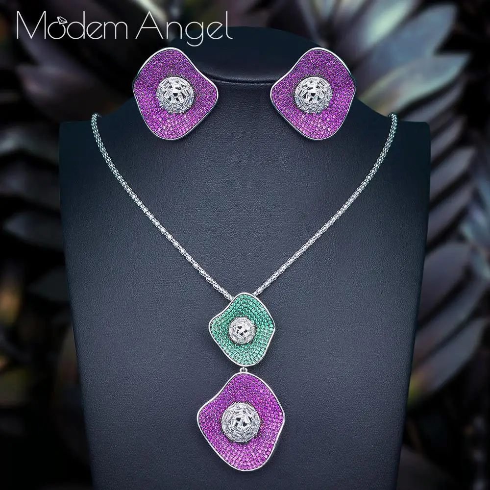 ModemAngel Fashion Super Shiny Flower Leaf 2PCS NECKLACE EARRING Sets For Women Accessories Full Cubic Zirconia Earrings Jewelry
ModemAngel Fashion Super Shiny Flower Leaf 2PCS NECKLACE EARRING Sets For Women Accessories Full Cubic Zirconia Earrings Jewelry