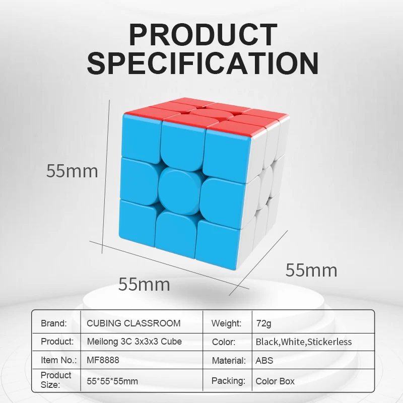 MOYU Meilong 3C Professional Stickerless Magic Cube 3x3x3 Speed Puzzle Educational Antistress Cube Toys for Adult with Bracket 
MOYU Meilong 3C Professional Stickerless Magic Cube 3x3x3 Speed Puzzle Educational Antistress Cube Toys for Adult with Bracket