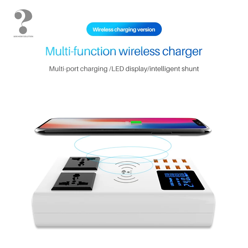 8 Port Wireless Charger with Digital Led Display, USB Charger for Android iPhone, Phone Adapter, Fast Charger for xiaomi, huawei
8 Port Wireless Charger with Digital Led Display, USB Charger for Android iPhone, Phone Adapter, Fast Charger for xiaomi, huawei