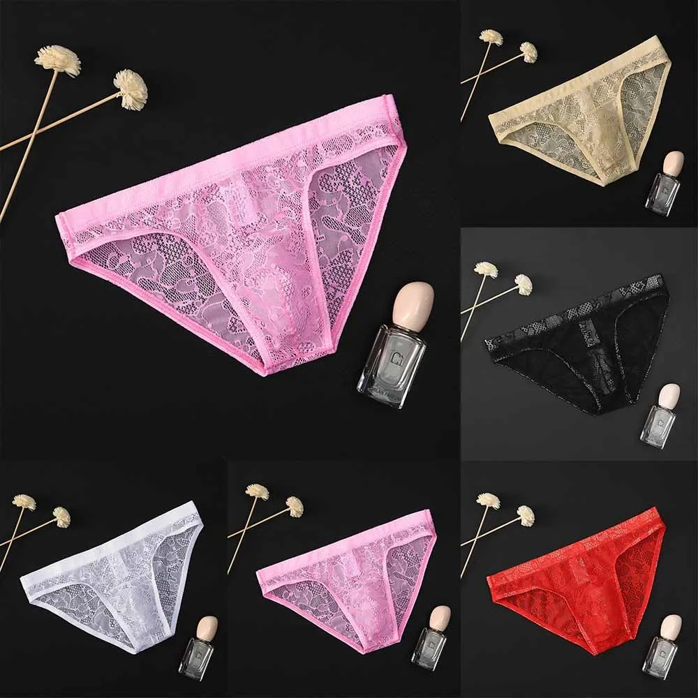 Fashionable Men's Lace Bikini Underwear Panties Briefs Transparent Low Waist Sexy Ice Silk Breathable Solid Underpants Lingerie
Fashionable Men's Lace Bikini Underwear Panties Briefs Transparent Low Waist Sexy Ice Silk Breathable Solid Underpants Lingerie