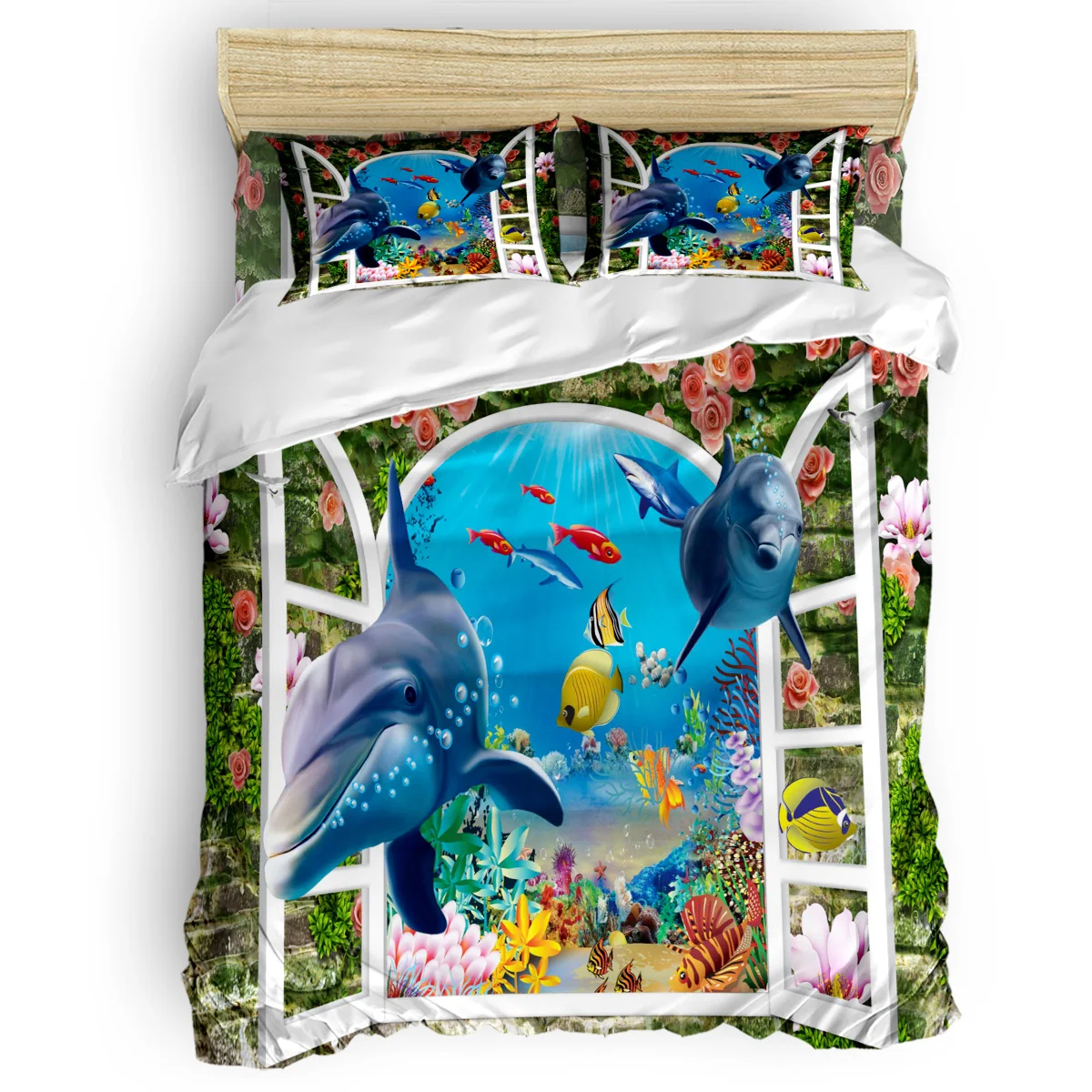 Rose Window Perspective Ocean Shark Duvet Cover Set 2/3/4pcs Bedding Set Bed Sheet Pillowcases Cover Set
Rose Window Perspective Ocean Shark Duvet Cover Set 2/3/4pcs Bedding Set Bed Sheet Pillowcases Cover Set