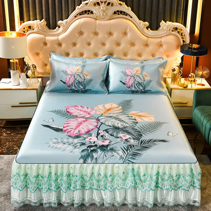 New Ice Silk Bedding Set Summer Luxury Lace Bed Skirt Sheet Covers Non-Slip King/Queen Textile 3pcs Set Machine Washable J8104
New Ice Silk Bedding Set Summer Luxury Lace Bed Skirt Sheet Covers Non-Slip King/Queen Textile 3pcs Set Machine Washable J8104