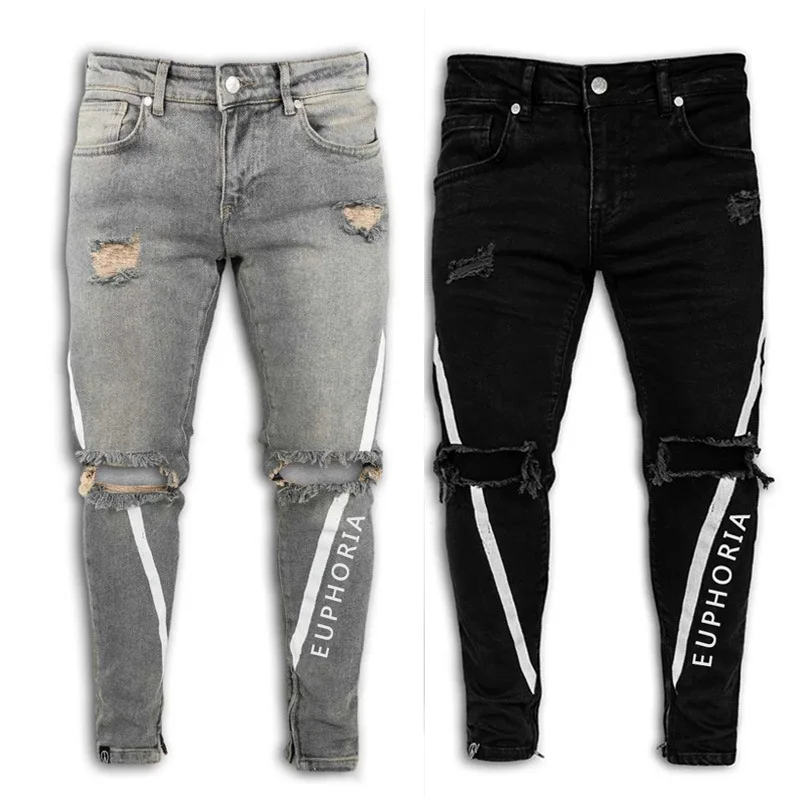 Men's Jeans Stretch Ripped Hole Slim Pants Fashion Printing Motorcycle Hip-hop Trousers Streetwear Men High Street штаны мужские
Men's Jeans Stretch Ripped Hole Slim Pants Fashion Printing Motorcycle Hip-hop Trousers Streetwear Men High Street штаны мужские