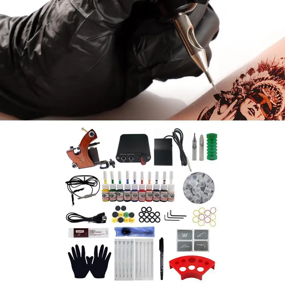Compleet Tattoo Kit 1 Machines Gun Tattoo Accessoires Art Gereedschap Body Inkt Supply Zwarte Set Permanente Voor Tattoo Ma K4Y0
Compleet Tattoo Kit 1 Machines Gun Tattoo Accessoires Art Gereedschap Body Inkt Supply Zwarte Set Permanente Voor Tattoo Ma K4Y0