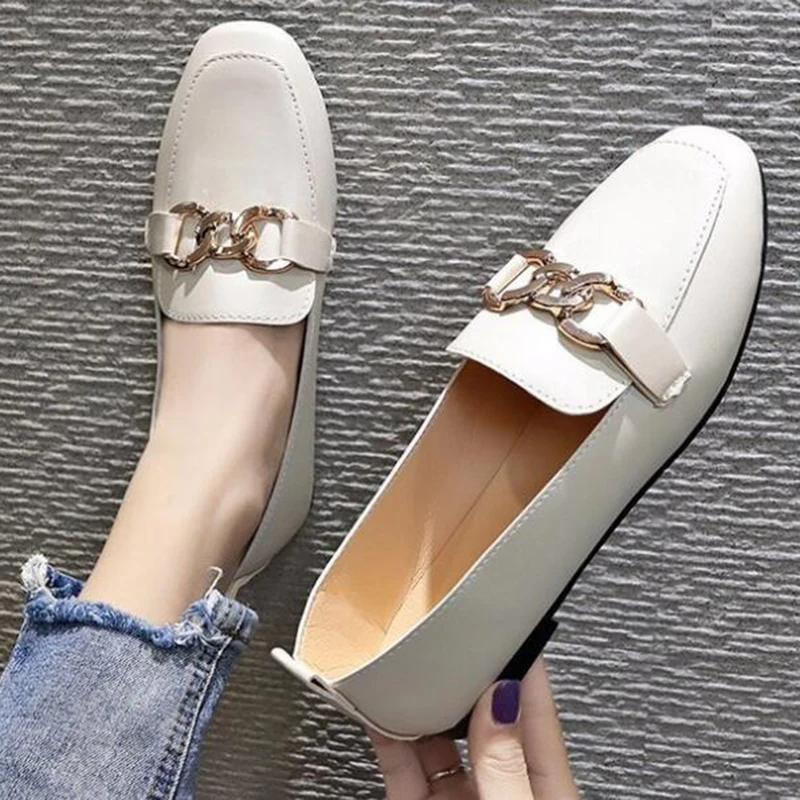 2021 Casual Flat Shoes Single Shoes Women's Loafers PU Leather Metal Decoration Fashion Ladies Loafers Comfortable Women's Shoes
2021 Casual Flat Shoes Single Shoes Women's Loafers PU Leather Metal Decoration Fashion Ladies Loafers Comfortable Women's Shoes