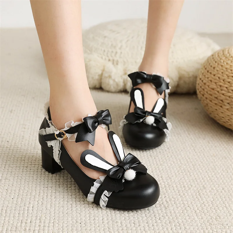 YQBTDL Drop Ship Bunny Ears Mary Janes Pumps Black Pink Block Heel Sweet Lolita Cosplay Shoes Rosette Ruffles Pompom 2022 Summer 
YQBTDL Drop Ship Bunny Ears Mary Janes Pumps Black Pink Block Heel Sweet Lolita Cosplay Shoes Rosette Ruffles Pompom 2022 Summer