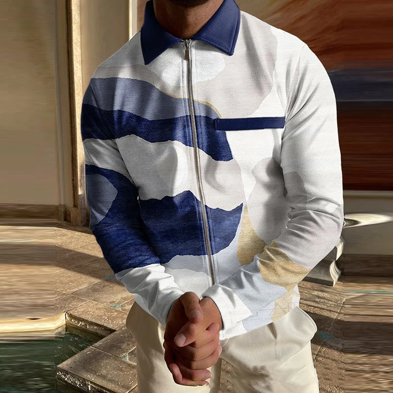 Casual Turn-down Collar Zip Top Men Slim Polo Shirts Spring Autumn Long Sleeve Casual Polo Shirt Men Color Contrasting Clothes
Casual Turn-down Collar Zip Top Men Slim Polo Shirts Spring Autumn Long Sleeve Casual Polo Shirt Men Color Contrasting Clothes