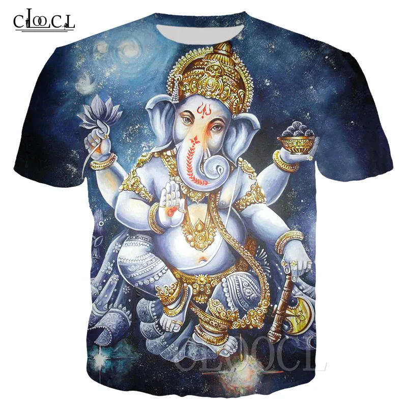 Футболка Ganesha индуистский слон с головой Бога 3D принт Мужская/женская футболка