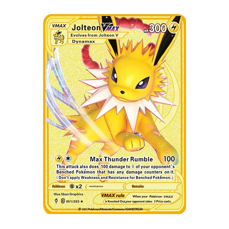 Evolving Skie Pokemon Gold Card Metal Card Game Anime Battle Hp English Kaarten Pikachu Collection card Child Christmas Gift Toy
Evolving Skie Pokemon Gold Card Metal Card Game Anime Battle Hp English Kaarten Pikachu Collection card Child Christmas Gift Toy