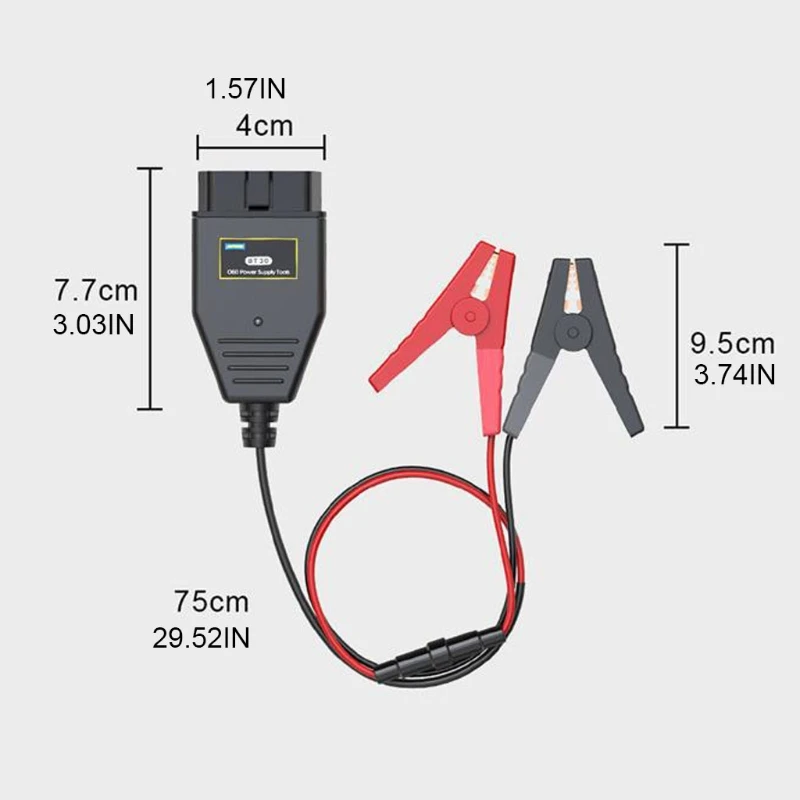 

BT30 Booster Jumper Cables Vehicle ECU Emergency Power Supply Cable Memory Saver with Clip Car Battery Extension Cable