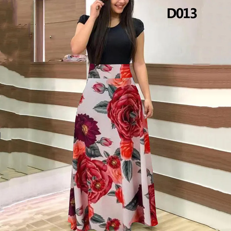 2021 Summer New Flower Polka Dot Print Color Matching Short Sleeve Dress Women Fashion Round Neck Boho Long Dress Femme Robe 
2021 Summer New Flower Polka Dot Print Color Matching Short Sleeve Dress Women Fashion Round Neck Boho Long Dress Femme Robe