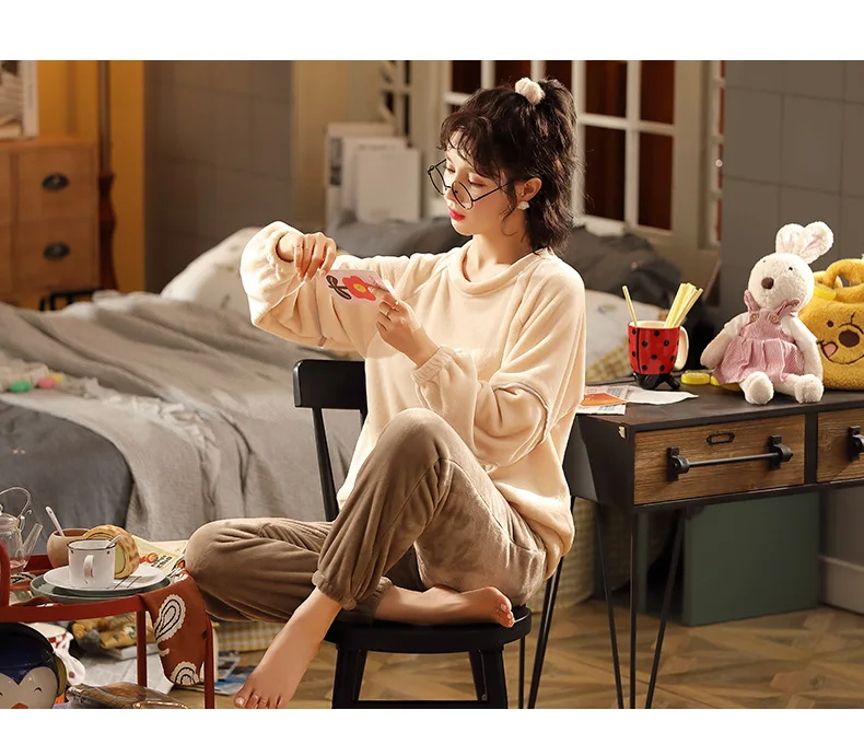 Household Women's Wear Long Sleeve Trousers Pajamas Set Warm Flannel Student Sleepwear Pijamas Suit New 2021 Winter Pyjama
Household Women's Wear Long Sleeve Trousers Pajamas Set Warm Flannel Student Sleepwear Pijamas Suit New 2021 Winter Pyjama