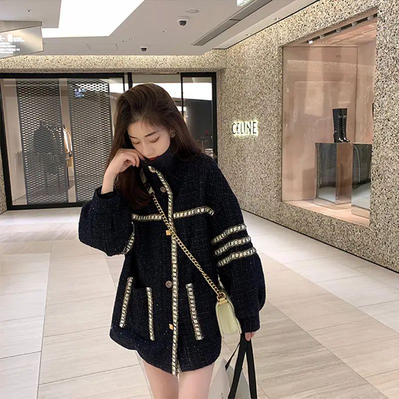 

Mingyuan light cooked small fragrant fur coat women autumn winter 2020 new Korean loose black foreign style long sleeve top