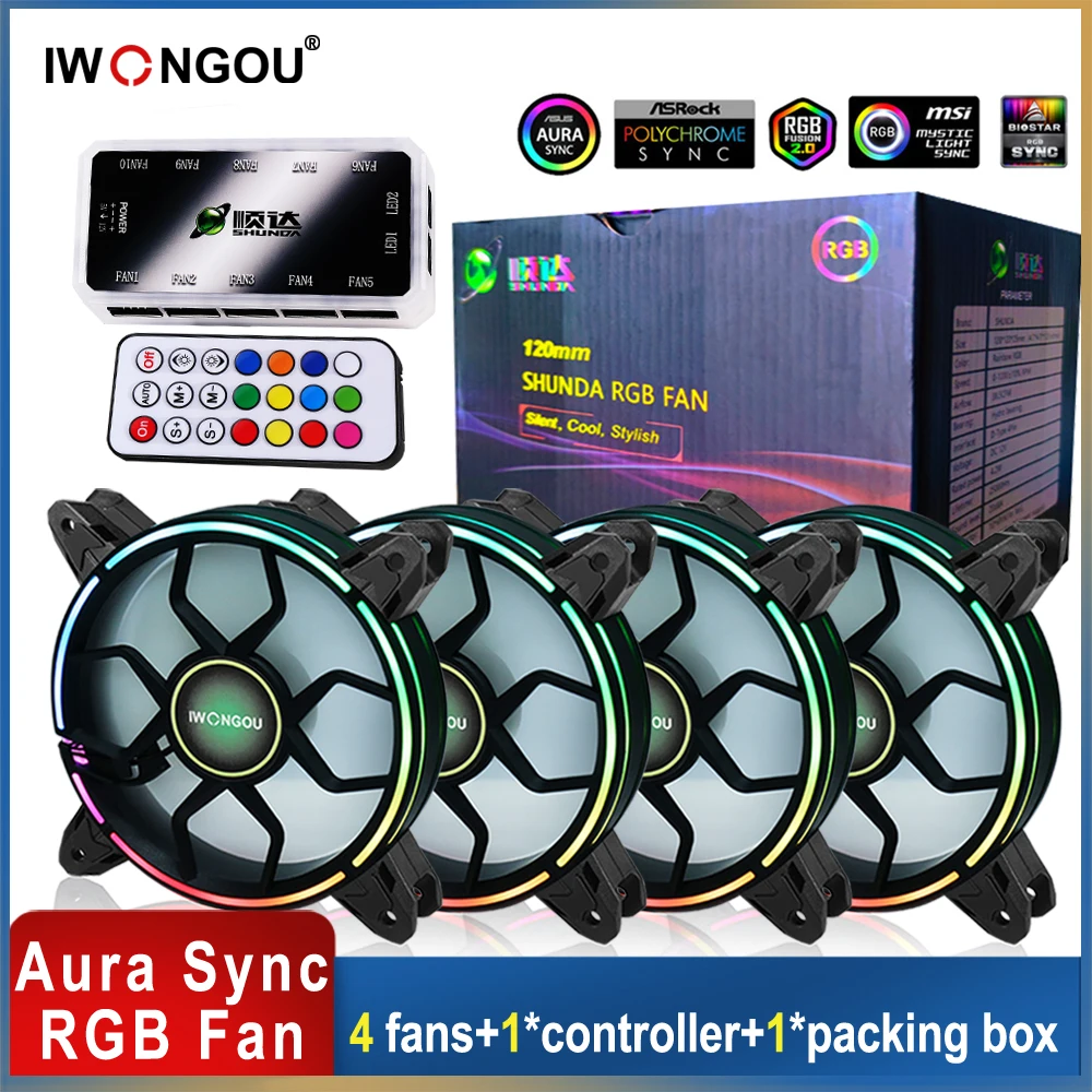 IWONGOU Aura Sync 120mm PC Cooler Fan RGB Adjustable Speed Adjust LED 12cm Kit 4 In1 Computer Argb Case Fan Controller
IWONGOU Aura Sync 120mm PC Cooler Fan RGB Adjustable Speed Adjust LED 12cm Kit 4 In1 Computer Argb Case Fan Controller
