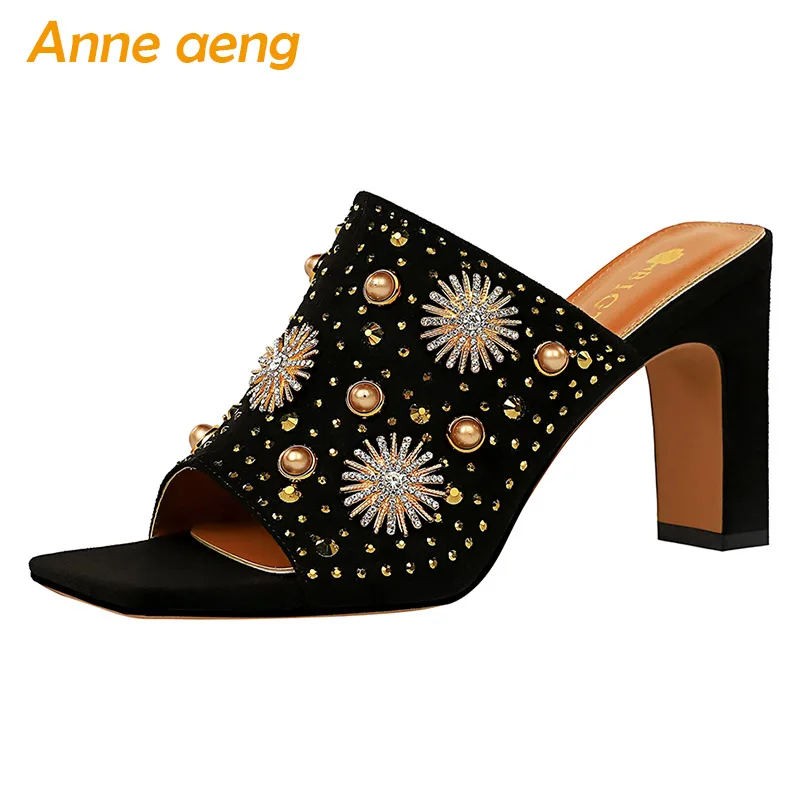 2020 New Summer Outside Women Slippers High Thin Heel Crystal Pearl Fashion Sexy Ladies Women Shoes Black Female Mules Slides
2020 New Summer Outside Women Slippers High Thin Heel Crystal Pearl Fashion Sexy Ladies Women Shoes Black Female Mules Slides