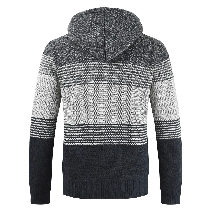 New Men's Sweater Coat 2020 Spring Autumn Mens Hooded Stripe Coat Thick Zipper Wool Sweater Cardigan Jumpers Male HK8821
New Men's Sweater Coat 2020 Spring Autumn Mens Hooded Stripe Coat Thick Zipper Wool Sweater Cardigan Jumpers Male HK8821