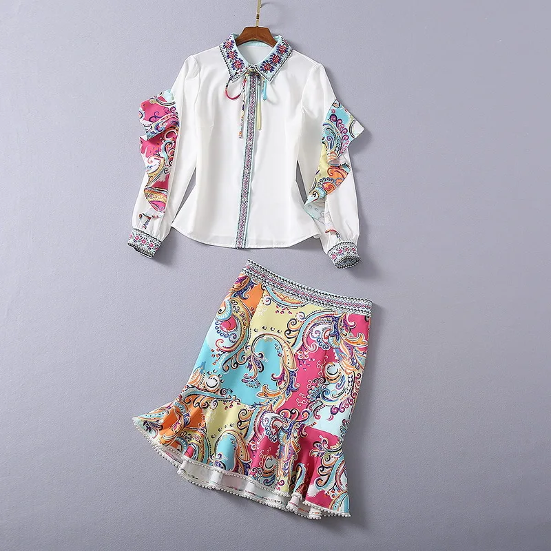 Женская одежда в европейском и американском стиле, новинка зимы 2020, стильная рубашка с длинными рукавами, отворотами и оборками, юбка рыбий ... 
Женская одежда в европейском и американском стиле, новинка зимы 2020, стильная рубашка с длинными рукавами, отворотами и оборками, юбка рыбий ...