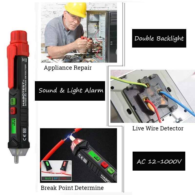 Non-contact Socket Wall Voltage Tester HT100E Intelligent Pen Alarm AC Voltage Detector Meter Tester Pen Sensor Tester
Non-contact Socket Wall Voltage Tester HT100E Intelligent Pen Alarm AC Voltage Detector Meter Tester Pen Sensor Tester