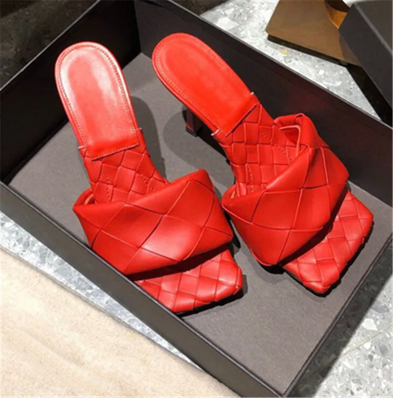 High Quality Genuine Woven Leather Sheepskin Women Mules Shoes Slippers Designer Sequare Toe Lady Slides Party High Heels Shoes 
High Quality Genuine Woven Leather Sheepskin Women Mules Shoes Slippers Designer Sequare Toe Lady Slides Party High Heels Shoes