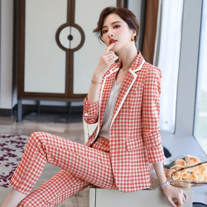 IZICFLY Autumn Winter Plaid High Quality woman suits with Pant Uniform Two Piece Set Ladies Office Business Blazer and Trouser
IZICFLY Autumn Winter Plaid High Quality woman suits with Pant Uniform Two Piece Set Ladies Office Business Blazer and Trouser