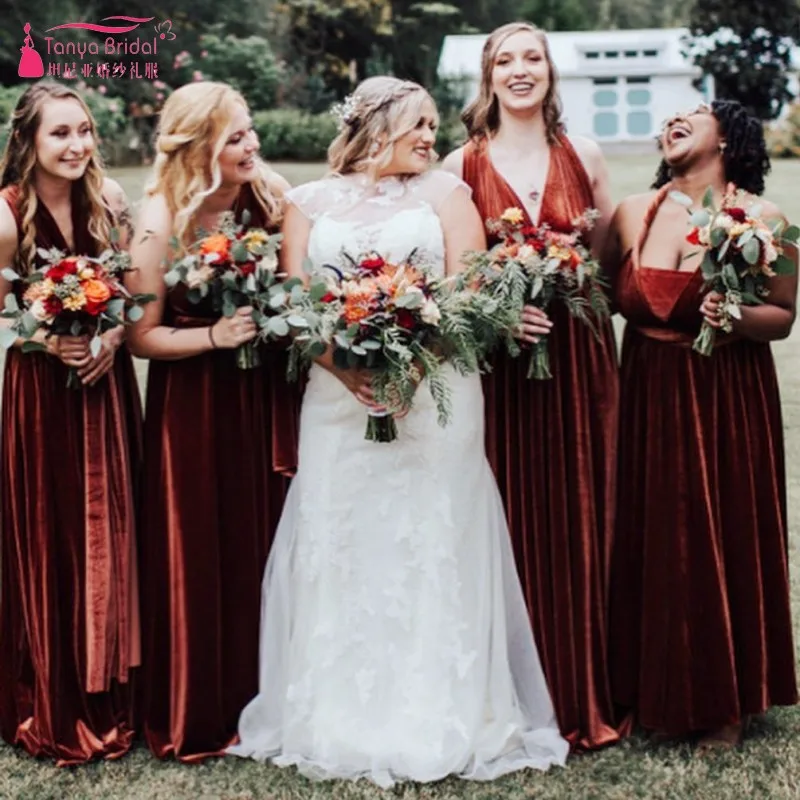 Long Velvet Bridesmaid Dresses A Line Various Ways To Wear Wedding Guest Party Dress Vestido De Festa Brides Maid Gowns MBP42
Long Velvet Bridesmaid Dresses A Line Various Ways To Wear Wedding Guest Party Dress Vestido De Festa Brides Maid Gowns MBP42