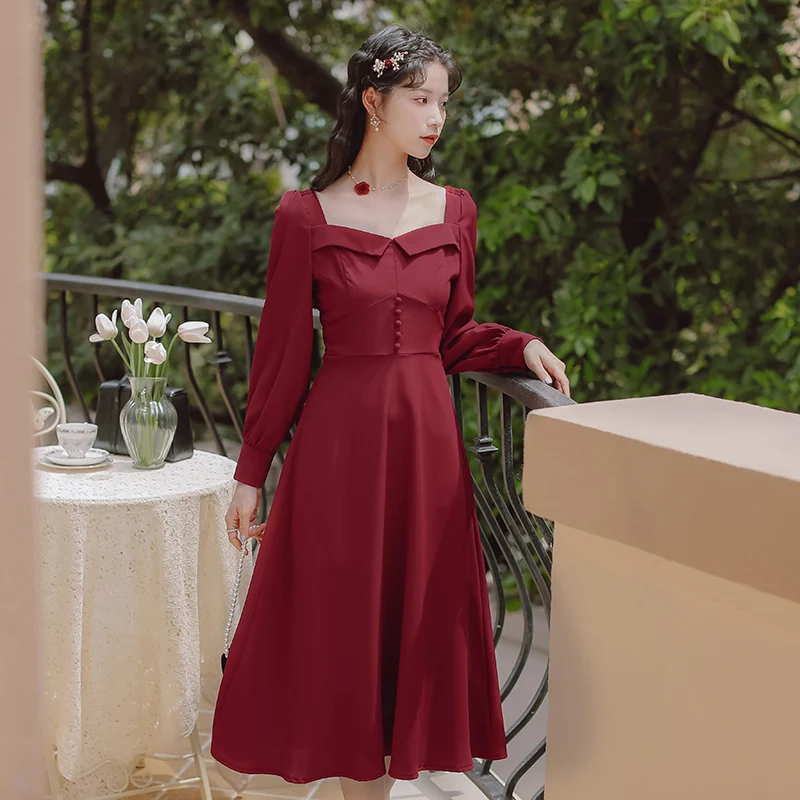 Film is not lower than 】 【 spot French literary restoring ancient ways long-sleeved dress autumn new fund 
Film is not lower than 】 【 spot French literary restoring ancient ways long-sleeved dress autumn new fund