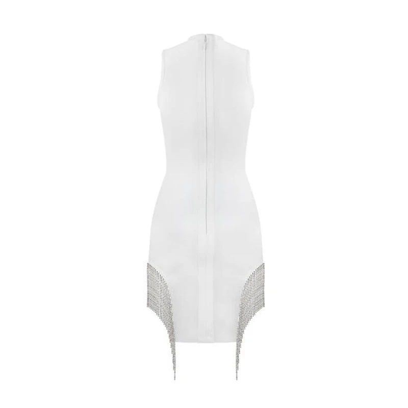 VGH Sexy White Bodycon Dress For Women Stand Collar Sleeveless High Waist Patchwork Tassel Mini Dresses Female 2021 Summer Style
VGH Sexy White Bodycon Dress For Women Stand Collar Sleeveless High Waist Patchwork Tassel Mini Dresses Female 2021 Summer Style