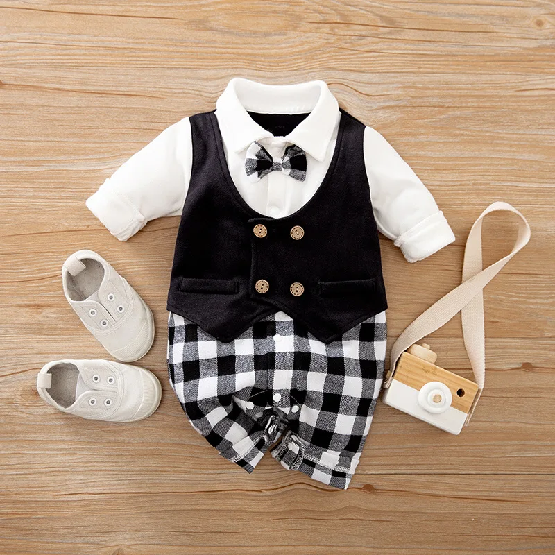 Spring Fall Baby Boy Wedding Party Bowtie Gentleman Romper Jumpsuit Black Gentle Casual Outfit
Spring Fall Baby Boy Wedding Party Bowtie Gentleman Romper Jumpsuit Black Gentle Casual Outfit