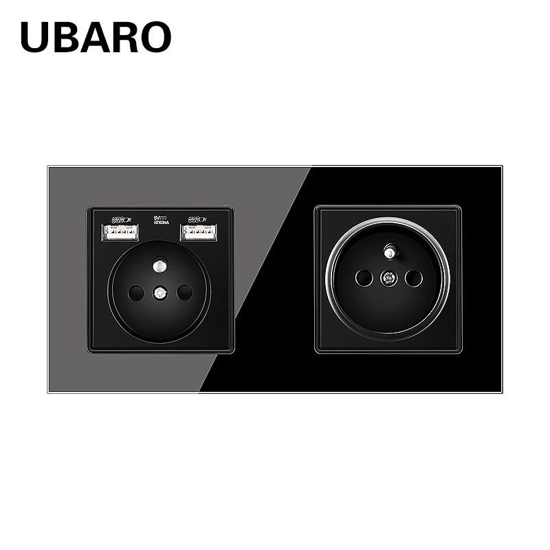 UBARO 172*86mm French Standard Crystal Tempered Glass Panel Enchufe Usb 5V 2100mA Wall Socket Prise Home Outlet AC110-250V 16A
UBARO 172*86mm French Standard Crystal Tempered Glass Panel Enchufe Usb 5V 2100mA Wall Socket Prise Home Outlet AC110-250V 16A