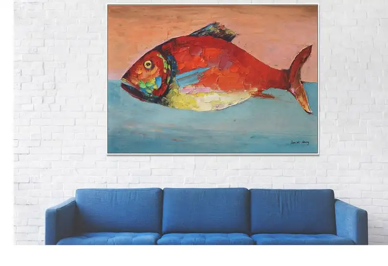 Abstract Art Abstract Oil Painting Bedroom Wall Decor Modern Painting Fish Canvas Painting Large Wall Art Hand Painted Separate
Abstract Art Abstract Oil Painting Bedroom Wall Decor Modern Painting Fish Canvas Painting Large Wall Art Hand Painted Separate