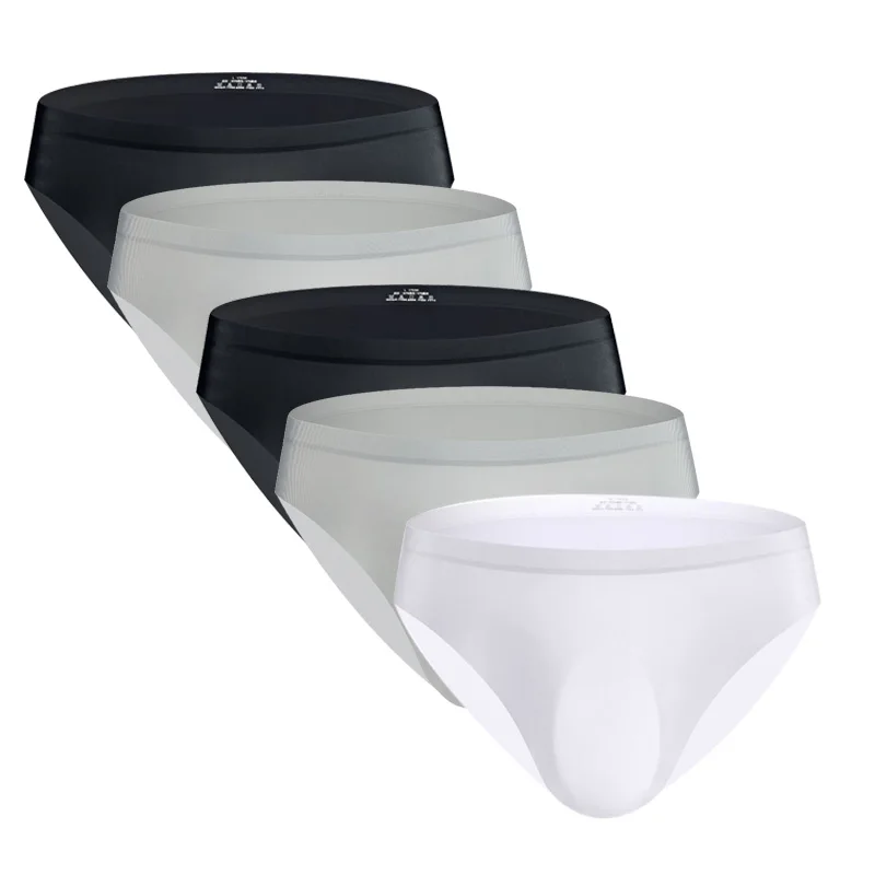 5pcs/lot Seamless Nylon Briefs 3D Punch Ice Silk Men Underwear Ultra-thin Gay Sexy Pouch Calzoncillos L-3XL | Мужская одежда