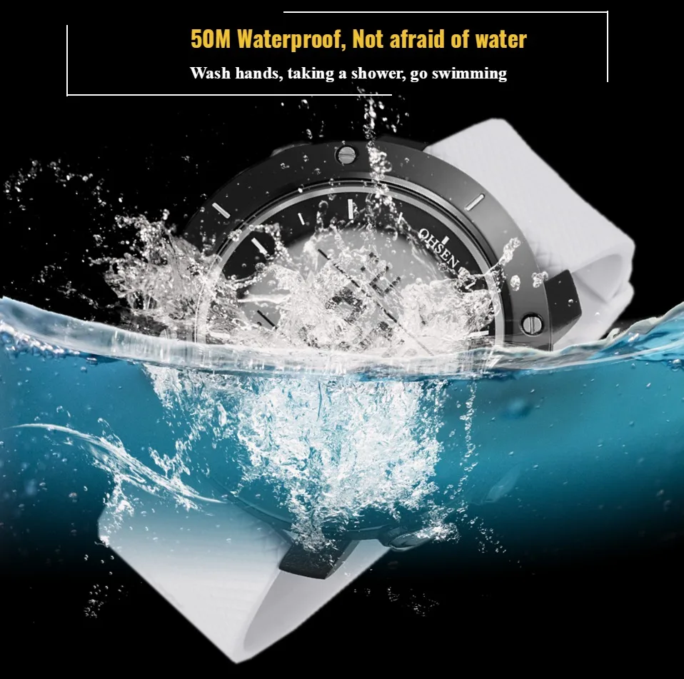 Digital LED Men Sport Watch Stopwatch OHSEN 50M Diving outdoor Military man Wristwatch White Fashion bracelet Watch montre homme
Digital LED Men Sport Watch Stopwatch OHSEN 50M Diving outdoor Military man Wristwatch White Fashion bracelet Watch montre homme