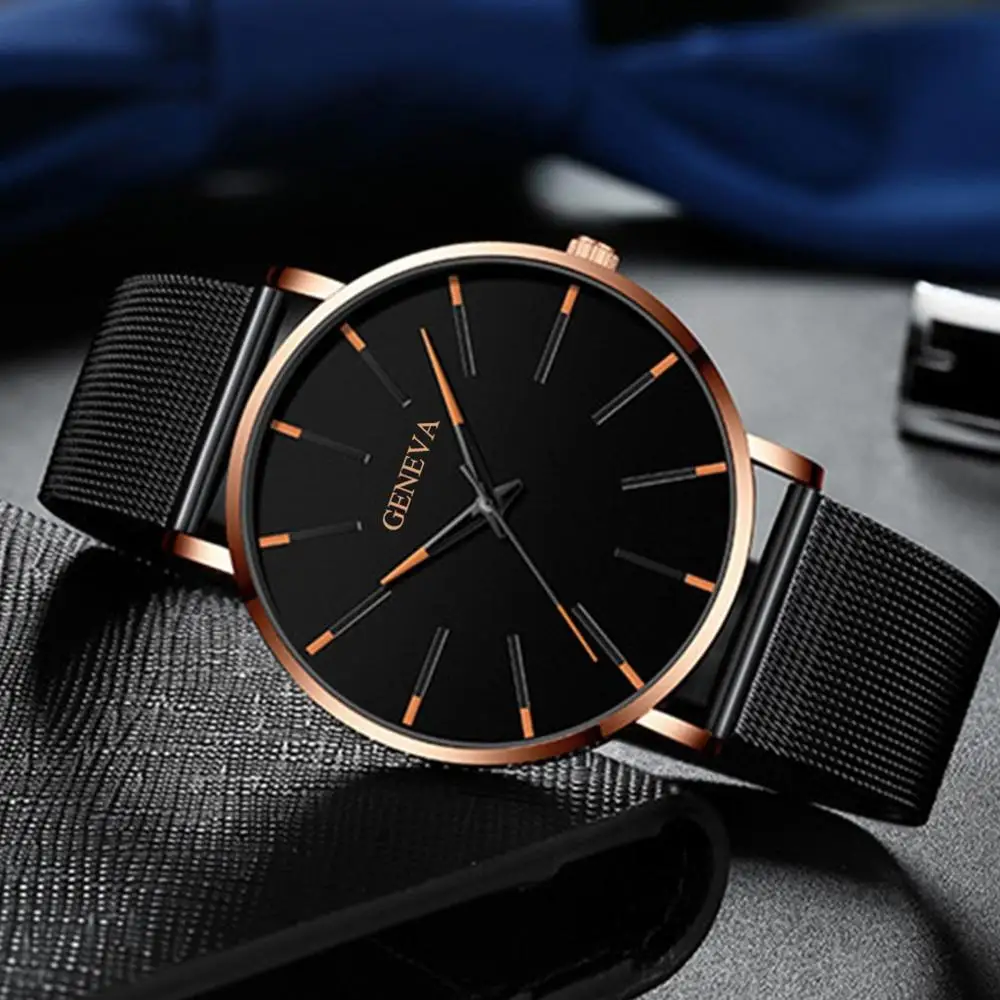 Geneva Fashion Mens Business Male Watch Classic Quartz Stainless Steel Date Wrist mens watches top brand luxury Wholesale | Наручные часы
