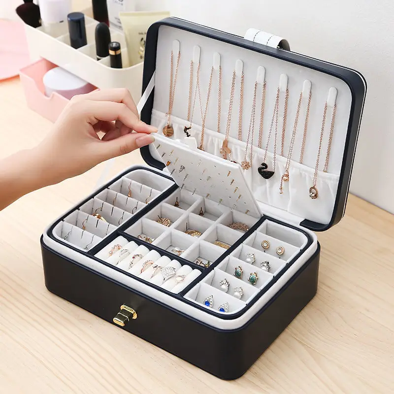 Korean Style Double Layer Pu Large Capacity Ear Stud Jewelry Box Earrings Ring Multi-Function Necklace Display
Korean Style Double Layer Pu Large Capacity Ear Stud Jewelry Box Earrings Ring Multi-Function Necklace Display