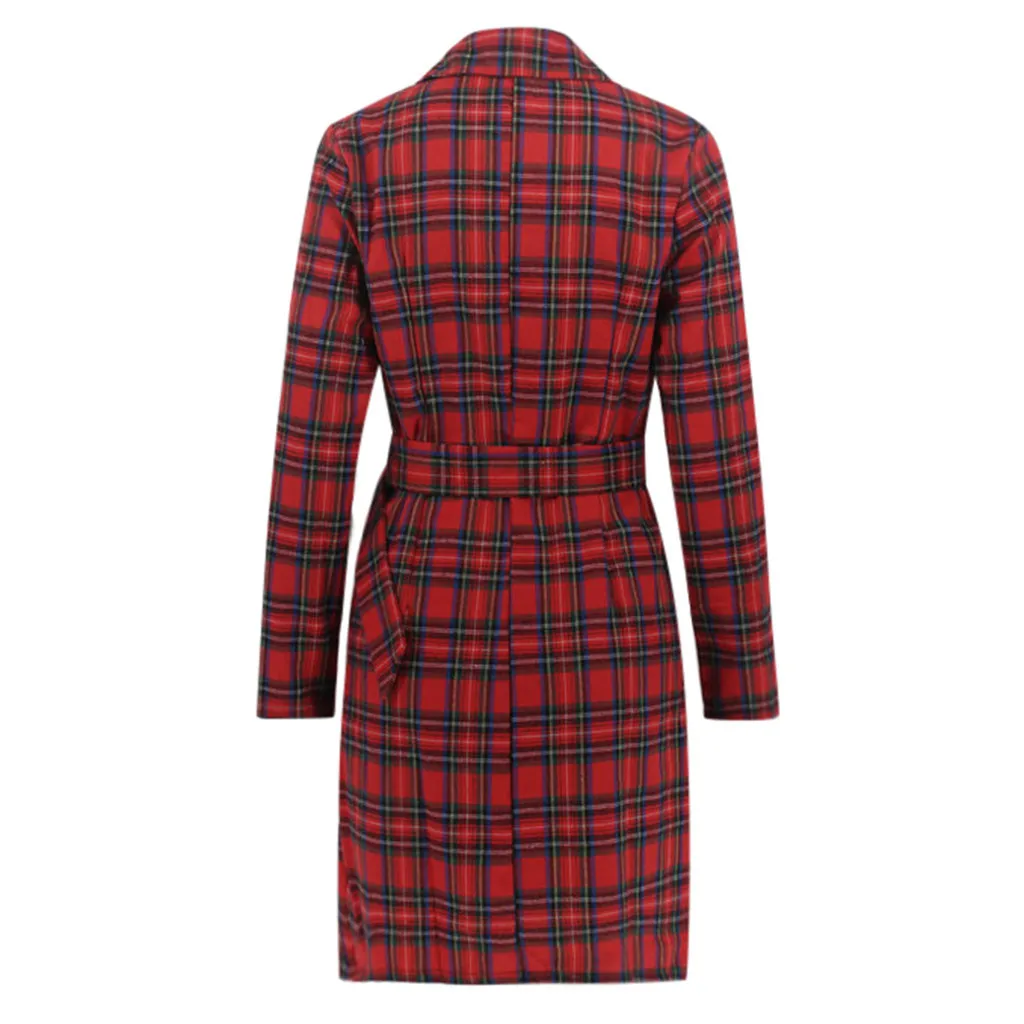 Plaid Suit Collar High Waist Fashion Dress Office Ladies Long-sleeved Belt Knee-length A-line Skirt Women Sukienka
Plaid Suit Collar High Waist Fashion Dress Office Ladies Long-sleeved Belt Knee-length A-line Skirt Women Sukienka
