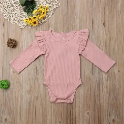 2020 Summer Newborn Baby Girls Clothing Toddler Ruffle Long Sleeve Solid Color Cotton Knitted Bodysuits 0-24M Infant Jumpsuits
2020 Summer Newborn Baby Girls Clothing Toddler Ruffle Long Sleeve Solid Color Cotton Knitted Bodysuits 0-24M Infant Jumpsuits
