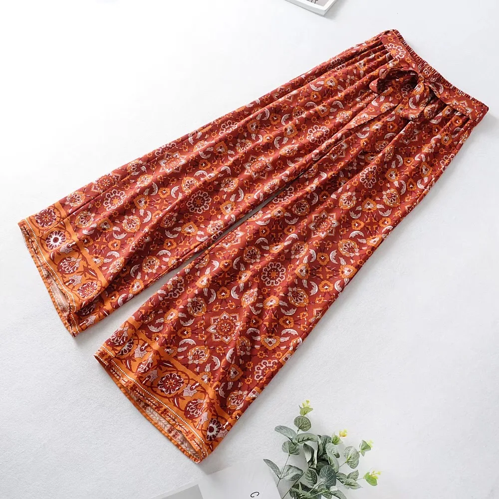 Bohemian Totem Flower Print Pants Women Wide Leg Pants Ethnic Vacation Elastic Waist Bow Long Trousers Casual
Bohemian Totem Flower Print Pants Women Wide Leg Pants Ethnic Vacation Elastic Waist Bow Long Trousers Casual