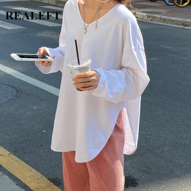 REALEFT New Women Casual T-Shirts Fashion Korean Style Long Sleeve Side Split Loose Autumn Spring Office Ladies Tops Sweatshirt
REALEFT New Women Casual T-Shirts Fashion Korean Style Long Sleeve Side Split Loose Autumn Spring Office Ladies Tops Sweatshirt