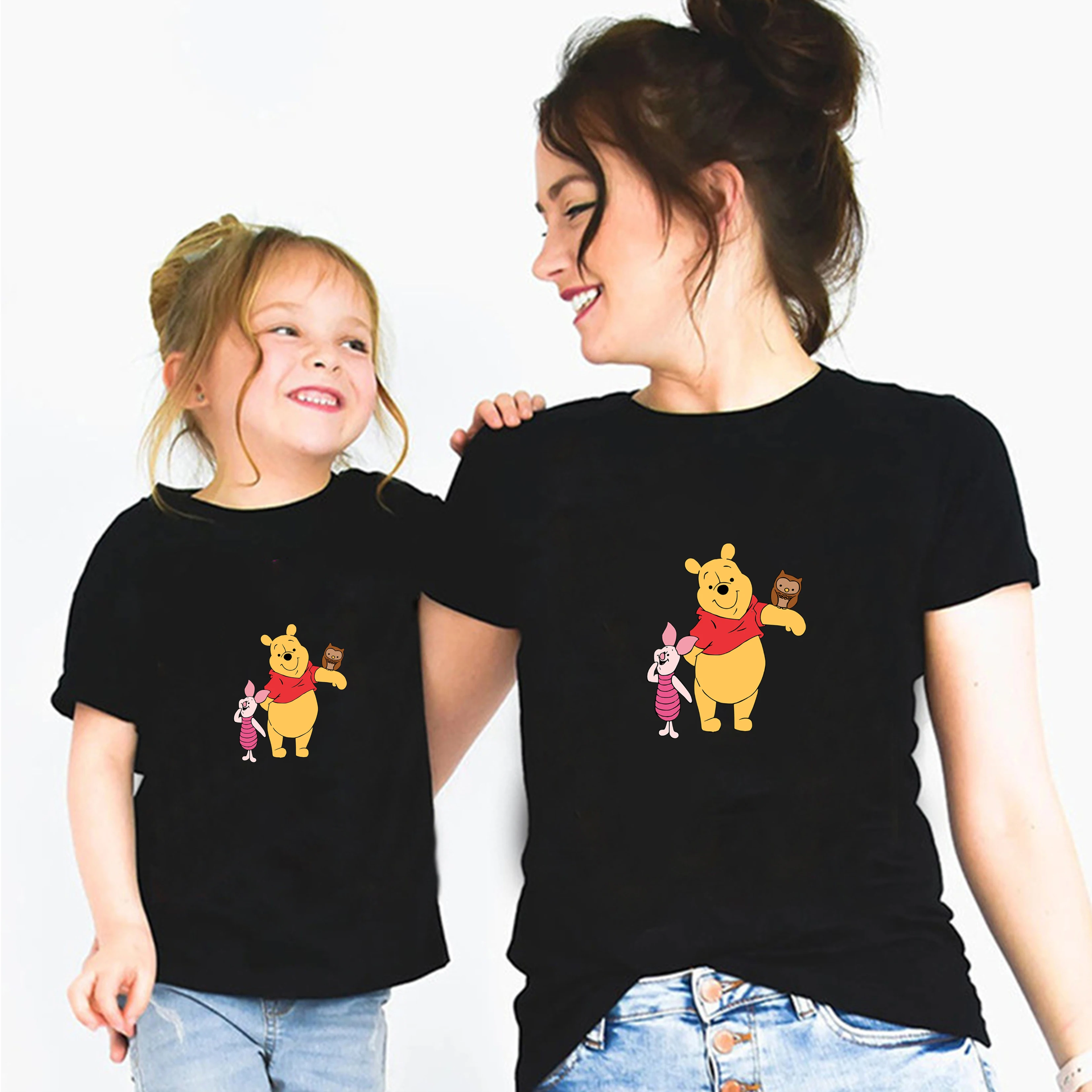 Disney Women T-Shirt Winnie the Pooh Black Soft Cartoon Tshirt Unisex Cotton Mother Kid O-Neck Casual Fashion Baby Clothes
Disney Women T-Shirt Winnie the Pooh Black Soft Cartoon Tshirt Unisex Cotton Mother Kid O-Neck Casual Fashion Baby Clothes